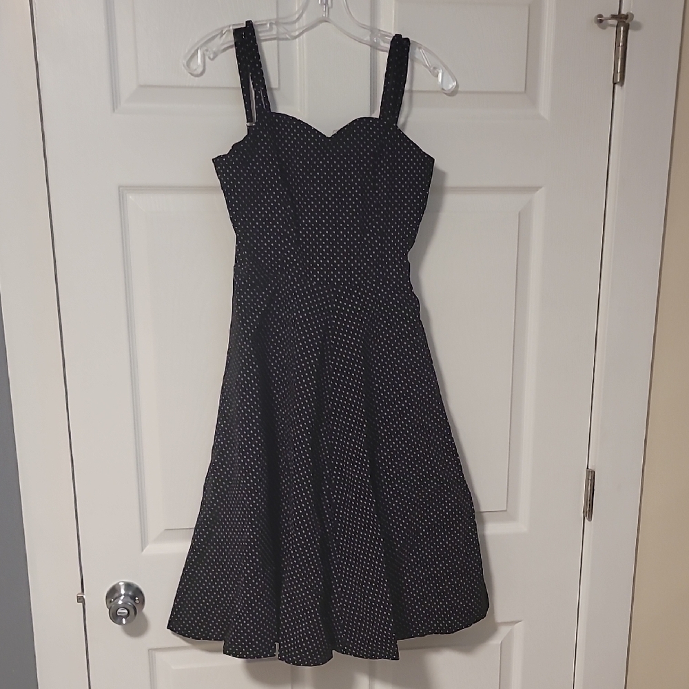 Chic Black and White Polka Dot Midi Dress